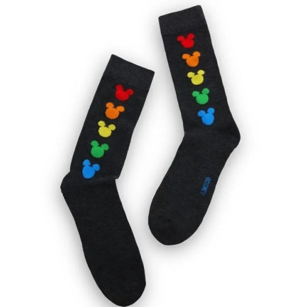 Disney Mickey Mouse Crew Socks Rainbow 🌈 Colors Size 10-13 Pride Love Ears Logo